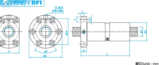DFI2505滾珠絲桿型號圖 DFI2505滾珠絲桿型號圖